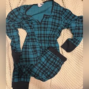 Victoria's Secret Green and Black Plaid Pajama Set